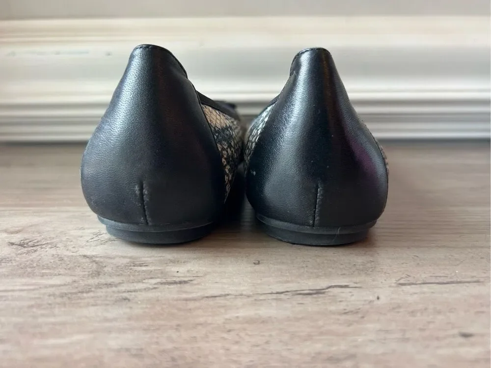 Vionic Women's Sz 7.5 Ballet Flats Minna Boa Snake Print work career comfy EUC